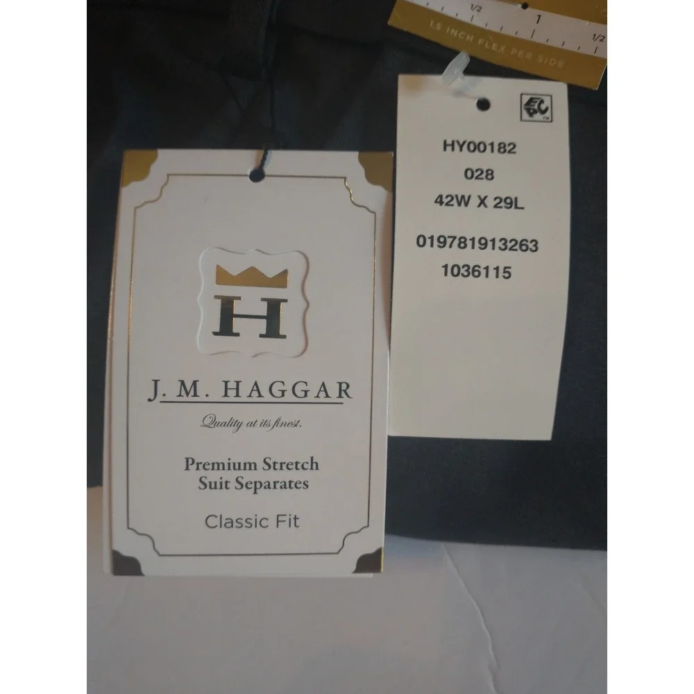 Haggar Mens Premium Stretch‎ Classic Fit Flat Front Suit Pants Dark Gray 42x29